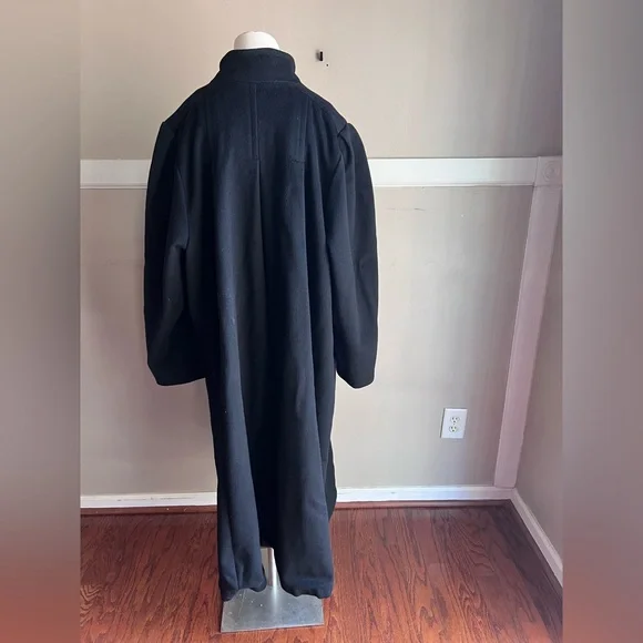 Larry Levine Black Trench Coat 100% Pure Wool - Picture 3 of 8